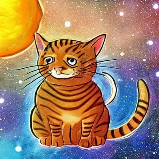 Prompt: A Cat in space. Surrounded by planets.