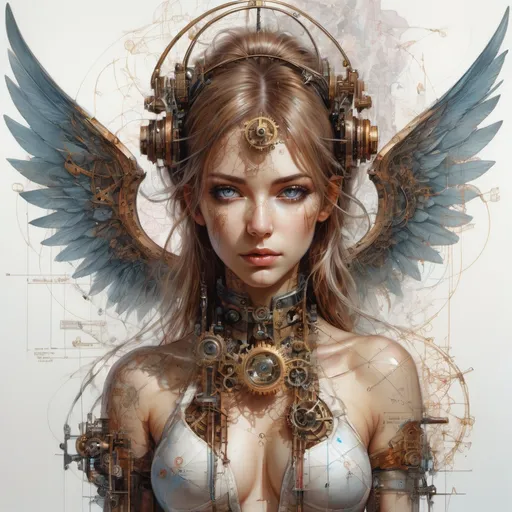 Prompt: Magical Mathematics two parts in one art double exposure otherworldly Full_Body_Steampunk_Angel, Complex Numbers, math, formulas trigonometry geometry & tribal symbols :: perfect_proportions :: flawless_eyes :: by Artgerm, Carne Griffiths, Greg Olsen, WLOP :: hyperrealistic, hyper detailed, photorealistic :: a masterpiece, incredible composition, amazing depth, imposing, meticulously composed, 8k,