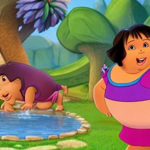 Prompt: Fat Dora the explorer
