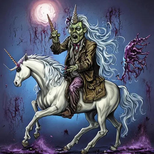 Prompt:  zombie on unicorn majestic 