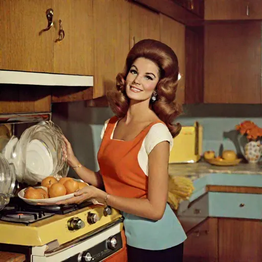 Prompt: A housewife in the 60s