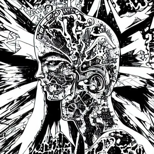 Angry, furious, exploding head, black and white, fra... | OpenArt