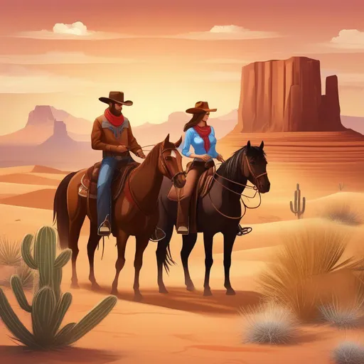 Prompt: Cowboy & Cowgirl Desert Quest