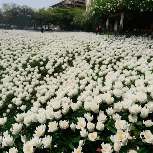 Prompt: place full of white flowers
