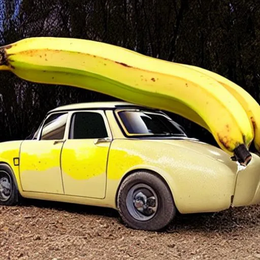 Prompt: banana car