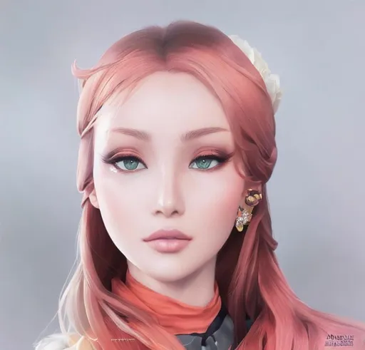 character concept art of a gorgeous orange haired fe... | OpenArt