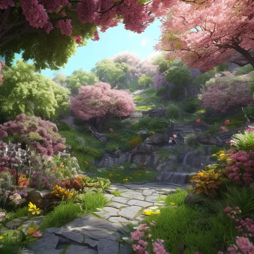 Prompt: UHD, environment, Trees, Leaves, flowers, Highly detailed, HD colour, Cats