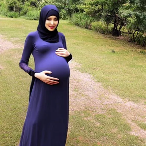 Prompt: Pregnant lady hijab 