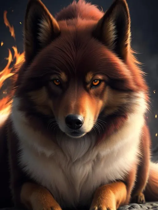 Prompt: 8k, 3D, UHD, masterpiece, oil painting, best quality, artstation, hyper realistic, photograph, perfect composition, zoomed out view of character, 8k eyes, Portrait of a (beautiful Ninetales), {canine quadruped}, thick glistening deep gold fur, deep sinister (crimson eyes), ageless, lives a thousand years, epic anime portrait, vindictive, angry, growling, vengeful, wearing a beautiful (silky scarlet and gold scarf), thick white mane with fluffy golden crest, golden magic fur lighlights, studio lighting, animated, sharp focus, intricately detailed fur, graceful, regal, cinematic, possesses fire element, blizzard, snow mountain, magnificent, sharp detailed eyes, beautifully detailed face, highly detailed starry sky with pastel pink clouds, ambient golden light, golden sunlight on hair, plump, perfect proportions, nine beautiful tails with pale orange tips, insanely beautiful, highly detailed mouth, symmetric, sharp focus, golden ratio, complementary colors, perfect composition, professional, unreal engine, high octane render, highly detailed mouth, Yuino Chiri, Anne Stokes