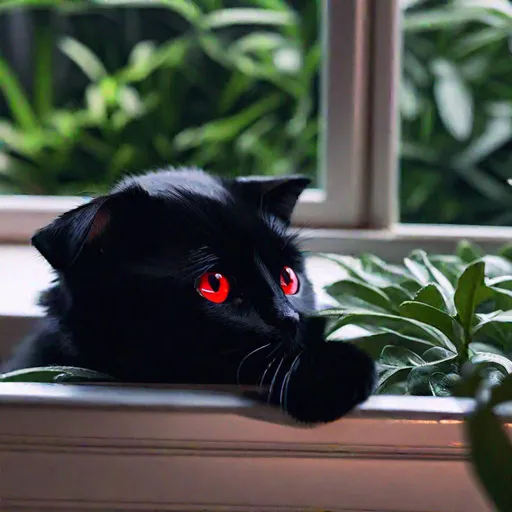 Prompt: Damien (male, short black hair, red eyes) staring out the window, look of awe on his face