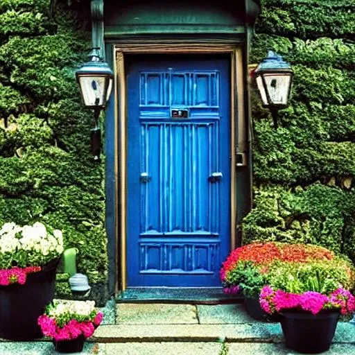 night-time, garden, multicolored flowers, flower pot