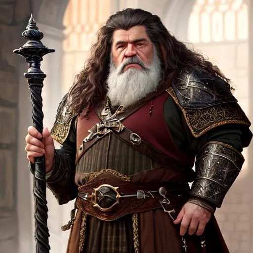 Prompt: UHD, 8k, high quality, ultra quality, cinematic lighting, special effects, Very detailed, high detailed face, high detailed eyes, medieval, fantasy, D&D, oil painting, full view of chatacter, full body, zoom out, man, dwarf, strong, warrior, full body armor, holding a mace in hand