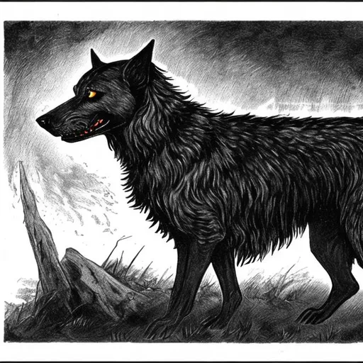 Prompt: Black Shuck