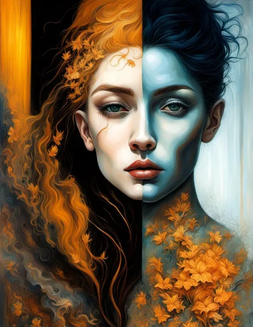 Prompt: Shadows intertwine, revealing hidden depths within the human psyche. detailed by artgerm, Esao Andrews, Arthur Rackham, Van Gogh, Catherine Abel, catrin welz-stein, Bernard Buffet, highly detailed oil painting, portrait of a beautiful person, art by Charlie Bowater, Atey Ghailan and Mike Mignola, Highly detailed oil painting, airbrush painting, hd. Gradient crossed colors, metallic Watercolors and ink. 3d, extremely detailed, super clear resolution, iridescent polished finish glow. art by water wash painting, color smoke brushes, steading, 