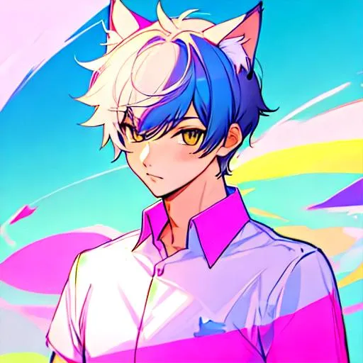 Prompt: Cat boy hybrid (male, short hair)