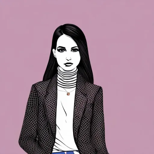 Prompt: Chic DJ in a blazer and turtle neck. Illustration.