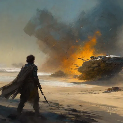 Prompt: a scene from Dune 2021  the film    chani is running and fight against a worm
masterpiece, textured Speedpaint with large rough brush strokes and paint splatter by Jeremy Mann, Carne Griffiths, Junji Ito, Robert Oxley, Ismail Inceoglu, masterpiece, trending on artstation, particles, oil on canvas, highly detailed fine art, ink painting, hyperrealism | Pixar gloss | polished, Anato Finnstark | Android Jones | Darek Zabrocki, Boris Vallejo, David Palumbo, Donato Giancola, Frank Frazetta, colorful, deep_color vibrant, John Stephens, Jordan Grimmer, John Howe, Julie Bell, Mark Brooks, Dan Mumford | comicbook art | perfect_concept art | 3D shading | bright_colored background radial gradient background | cinematic Reimagined by industrial light and magic fairy_home!, centered, acrylic painting, trending on pixiv fanbox, palette knife and brush strokes, style of makoto shinkai jamie wyeth james gilleard edward hopper greg rutkowski studio ghibli genshin impact, perfect composition, beautiful detailed intricate insanely detailed octane render trending on artstation, 8 k artistic photography, photorealistic concept art, soft natural volumetric cinematic perfect light, chiaroscuro, award - winning photograph, masterpiece, oil on canvas, raphael, caravaggio, greg rutkowski, beeple, beksinski, giger