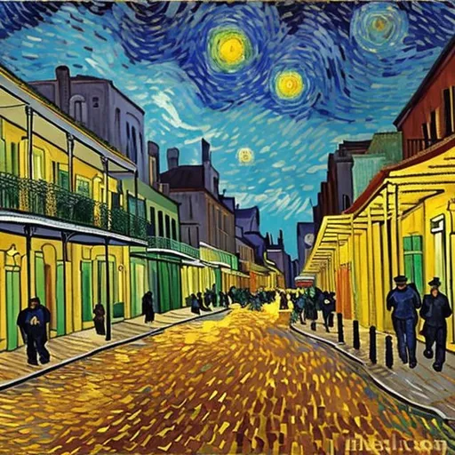 Prompt: painting vincent van gogh new orleans french quarter 