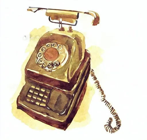 Prompt: Old style phone, vintage, watercolour, art