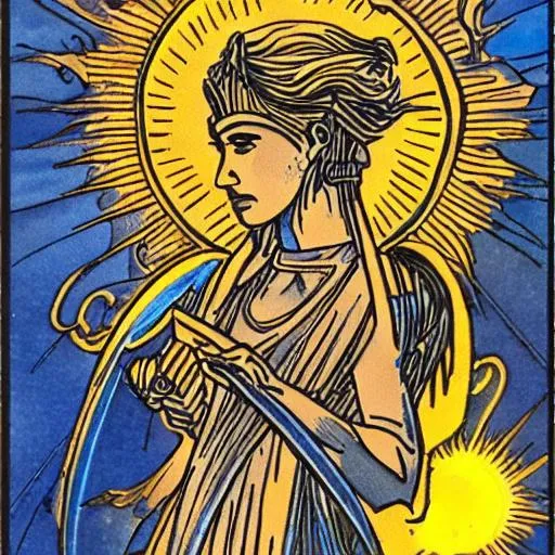 Prompt: tarot card the sun highly detailed side profile