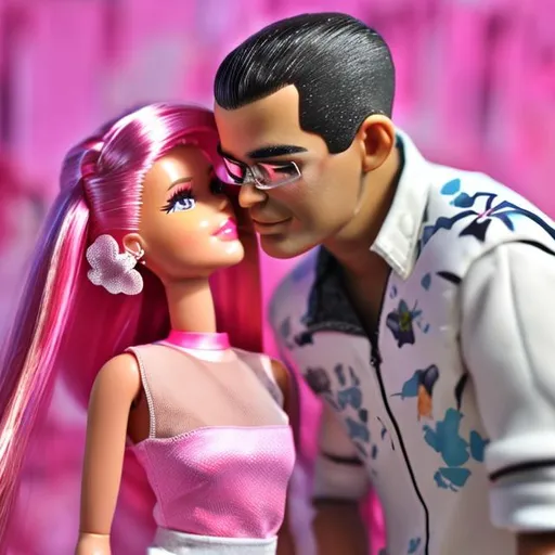 Prompt: nick eh 30 kissing barbie