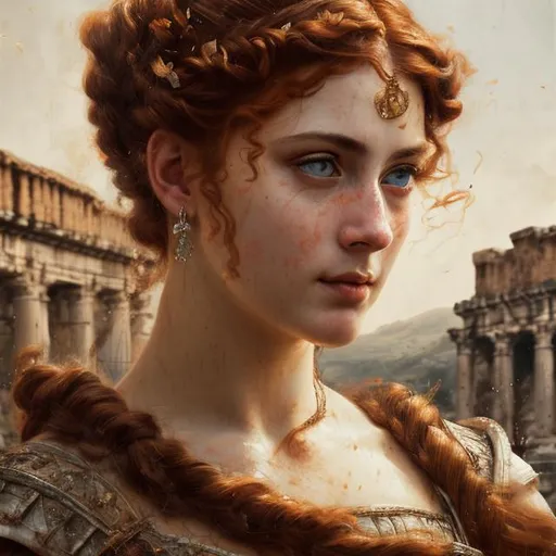 Prompt: Portrait of {beautiful Roman woman} with {auburn} hair and with cute face, {Pompeii}, perfect composition, hyperrealistic, super detailed, 8k, high quality, trending art, trending on artstation, sharp focus, studio photo, intricate details, highly detailed, by greg rutkowski