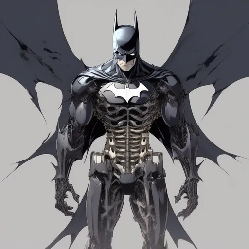 Prompt: Batman in a skeletal suit anime artstyle
