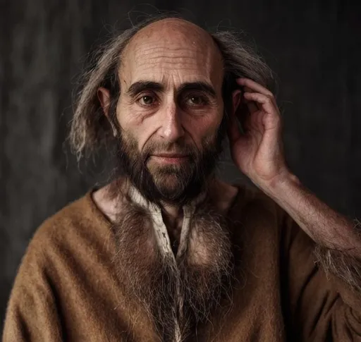 sapiens, human, old clothes, hairy