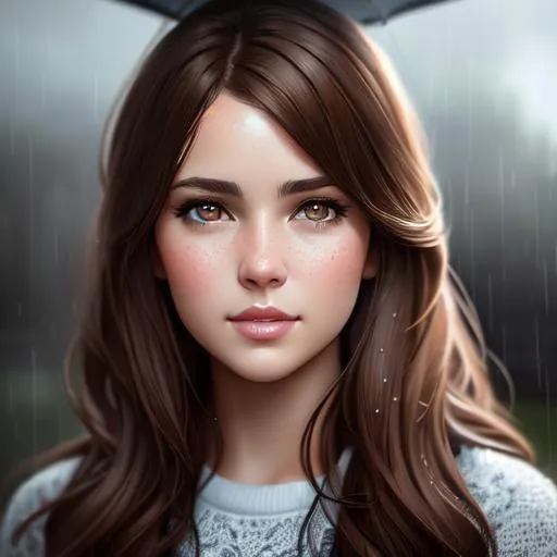 ortrait of zoey with brown hair and with cute face,... | OpenArt