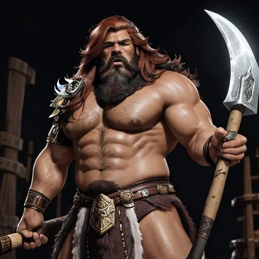 Prompt: masterpiece, splash art, ink painting, beautiful pop idol, D&D fantasy, lightly tanned-skinned gold dwarf male barbarian, ((short stocky, barrel chested)), roaring a battle cry, medium length hazel hair, serious expression looking at the viewer, wearing detailed hide armor holding a huge axe above in one hand #3238, UHD, hd , 8k eyes, detailed face, big anime dreamy eyes, 8k eyes, intricate details, insanely detailed, masterpiece, cinematic lighting, 8k, complementary colors, golden ratio, octane render, volumetric lighting, unreal 5, artwork, concept art, cover, top model, light on hair colorful glamourous hyperdetailed medieval city background, intricate hyperdetailed breathtaking colorful glamorous scenic view landscape, ultra-fine details, hyper-focused, deep colors, dramatic lighting, ambient lighting god rays, flowers, garden | by sakimi chan, artgerm, wlop, pixiv, tumblr, instagram, deviantart