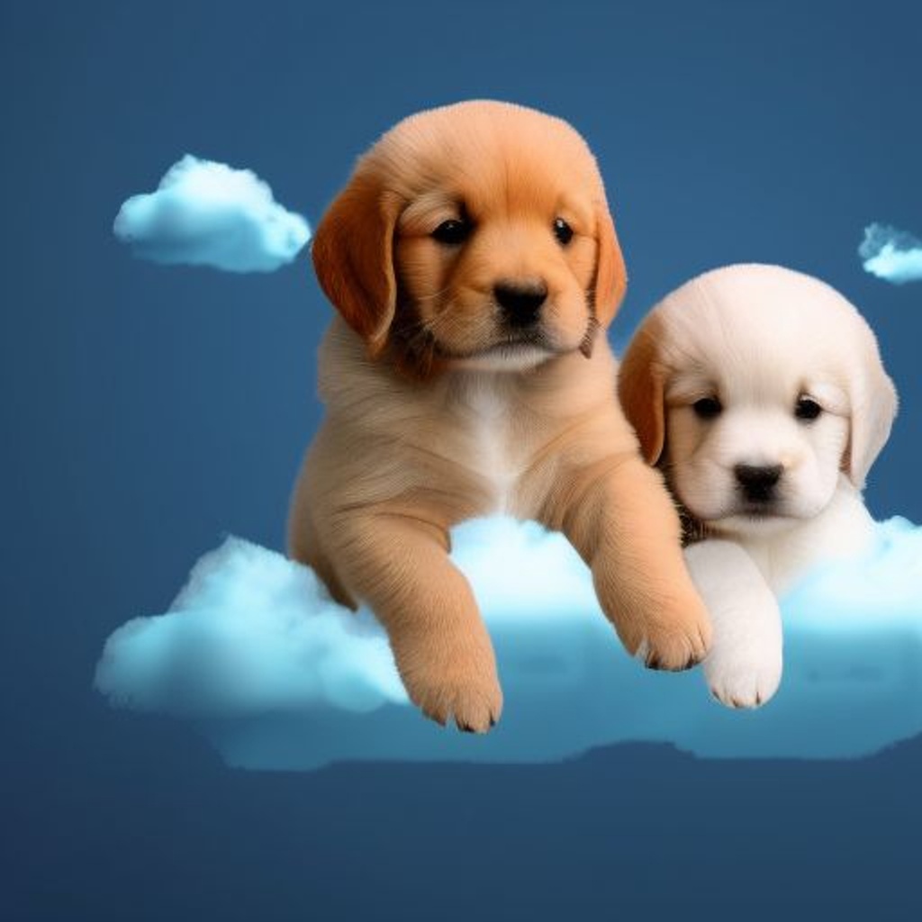 Prompt: puppies in a cloud, 4k