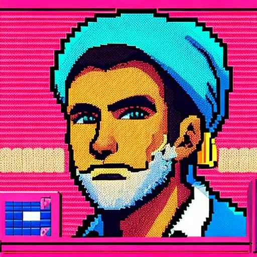 Prompt: retro digital pixelart of a man for DOS SNES with dithering pillow shading 16-bit colour depth masks raster monkey island