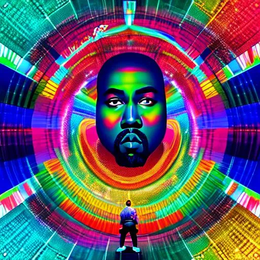 Prompt: Kanye West tripping balls