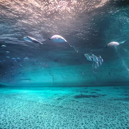 Prompt: futuristic ominous underwater liminal image
