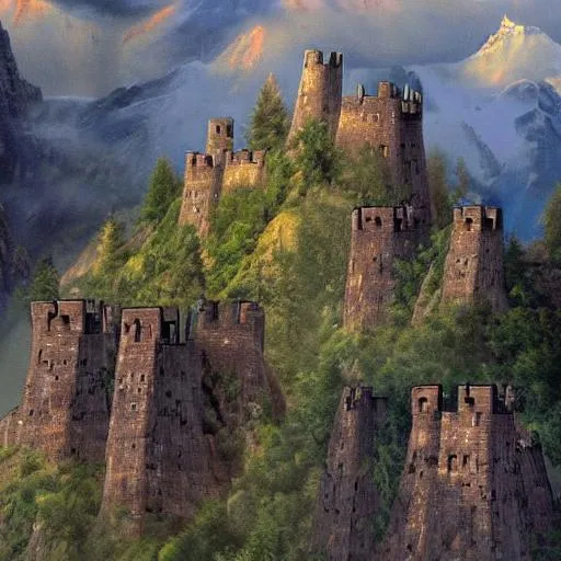 Prompt: A mountain fortress