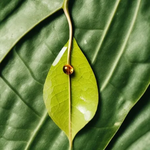 Prompt: A drop falling from a leaf into an elixir erlen logo