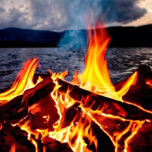 Prompt: Lake of fire, Fire Lake , burning water , flames 