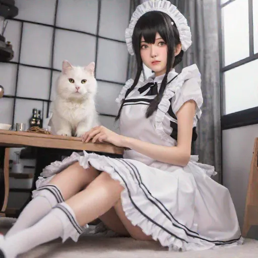 Prompt: Ultra realistic 4k 10 cm  japanese adult maid girls as human pet