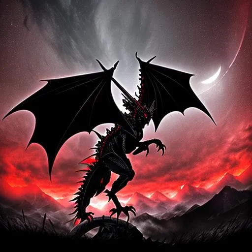 Red eyes black metal dragon | OpenArt