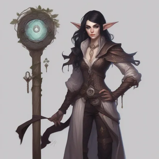 Prompt: fey elf dnd arcane trickster hi res, pale vampire hunter d looking elf, picking lock with magic, dark hair