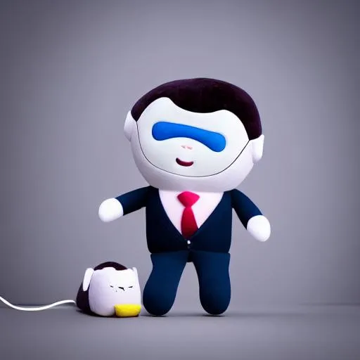 cute kawaii squishy man wearing a suit and tie plush...