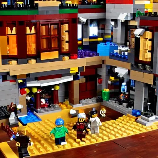 Prompt: Five Nights at Freddy's LEGO set
