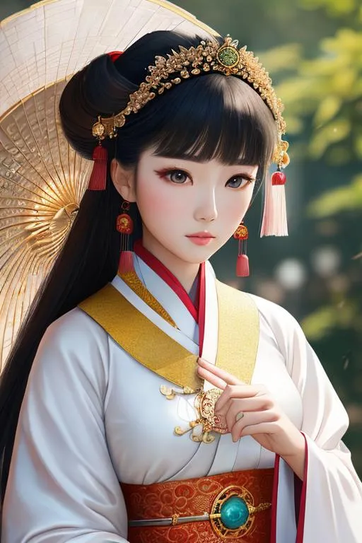 Prompt: 1 girl, POV Photo Realistic Portrait of Chinese young beautiful woman, standing, wearing gorgeous traditional HanFu dress with intricated style and royal accessoies. She have charming eyes, slim and beautiful face. The photo is masterpiece by professional photographer Pablo Picasso and Michelangelo. <lora:Taiwan-doll-likeness:0.6>, [Dilraba Dilmurat:Lui Yifei:0.6]