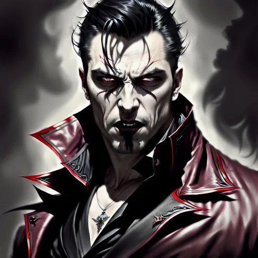 vampire with Fangs, Strong, Debonair, Male, head and... | OpenArt