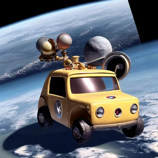 Prompt: pluto car in space 