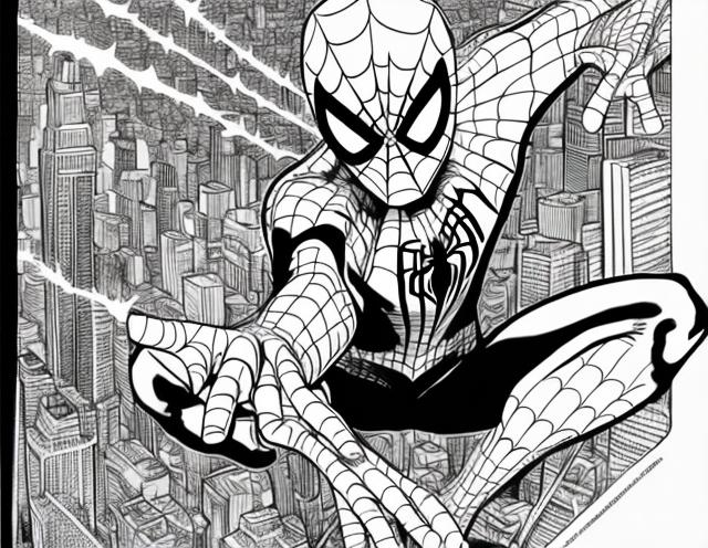 Create a spiderman colouring book easy