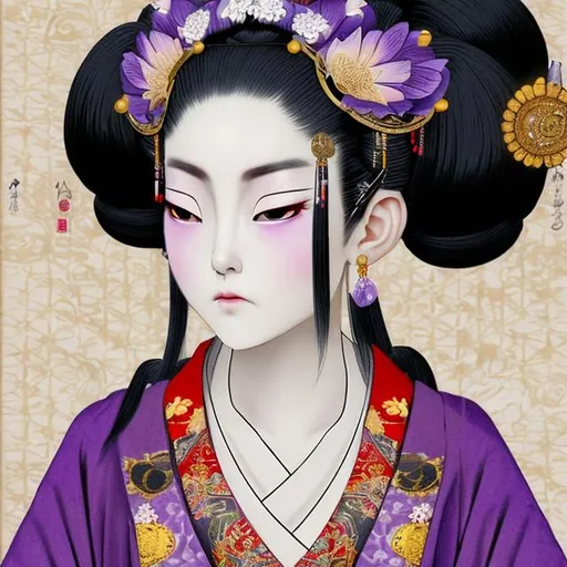 High quality portrait of a Japanese Oiran. She has l... | OpenArt