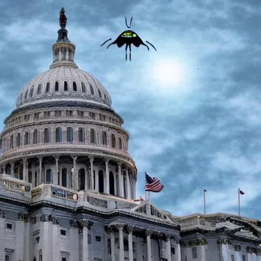 Prompt: aliens attacking the capital building in spaceship