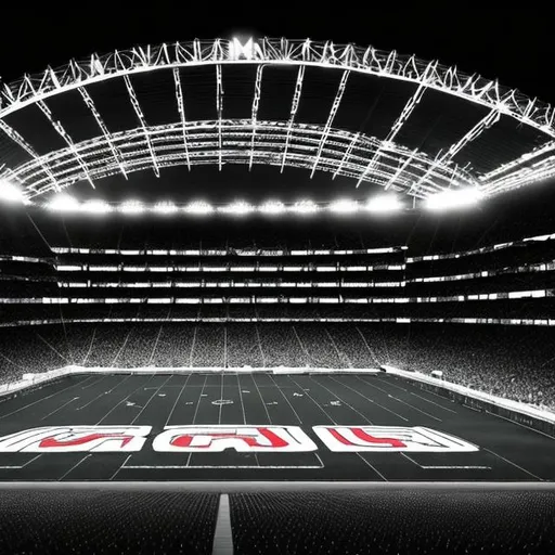 Prompt: Black and white stadium background with lights