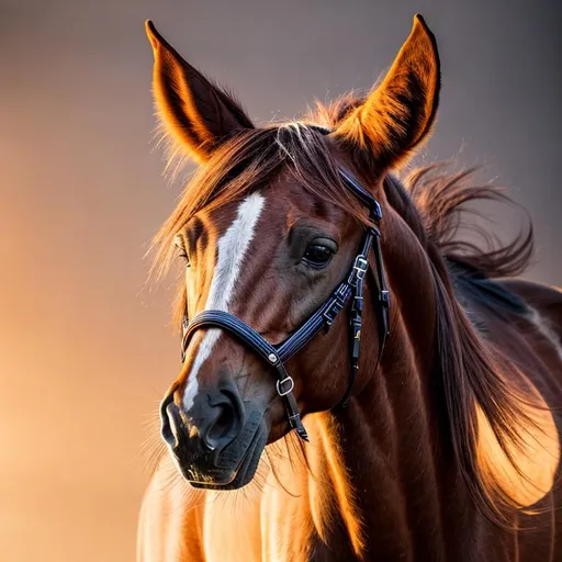 Prompt: portrait of a horse, symetric face